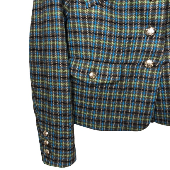 Talbots Shetland Officer Jacket Size 2 Wool Blend Apple Plaid Original Tag - Picture 7 of 13